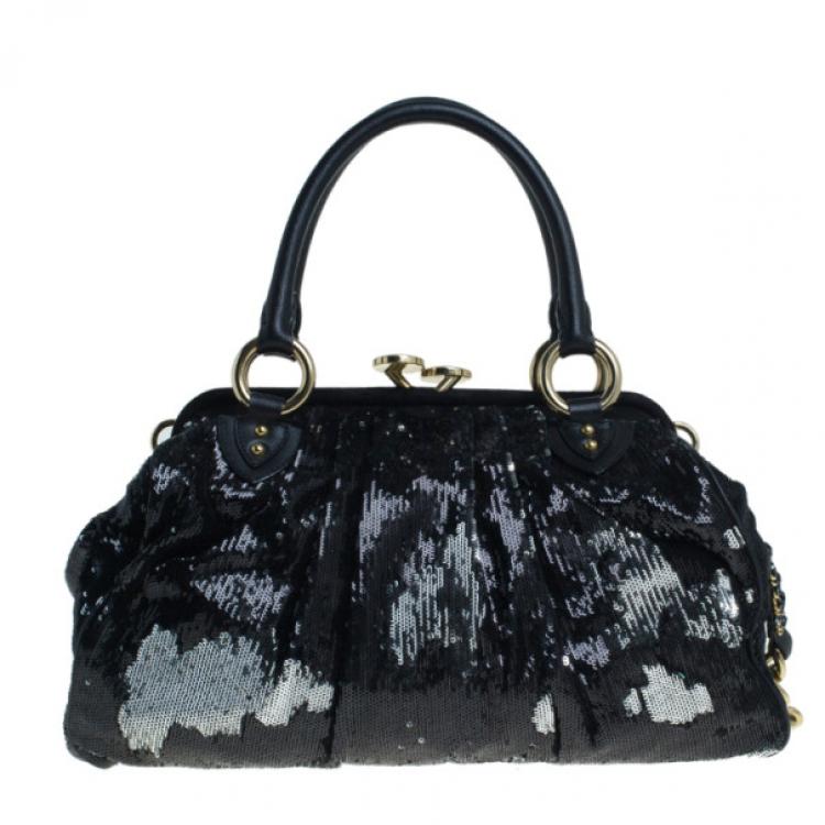 Pre Owned Marc Jacobs Black Sequin Stam Bag