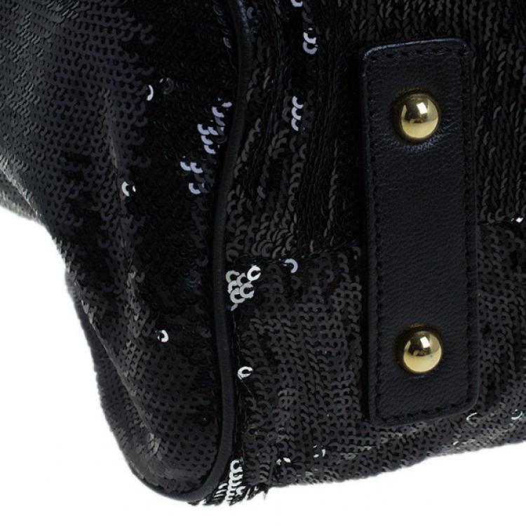 Pre Owned Marc Jacobs Black Sequin Stam Bag