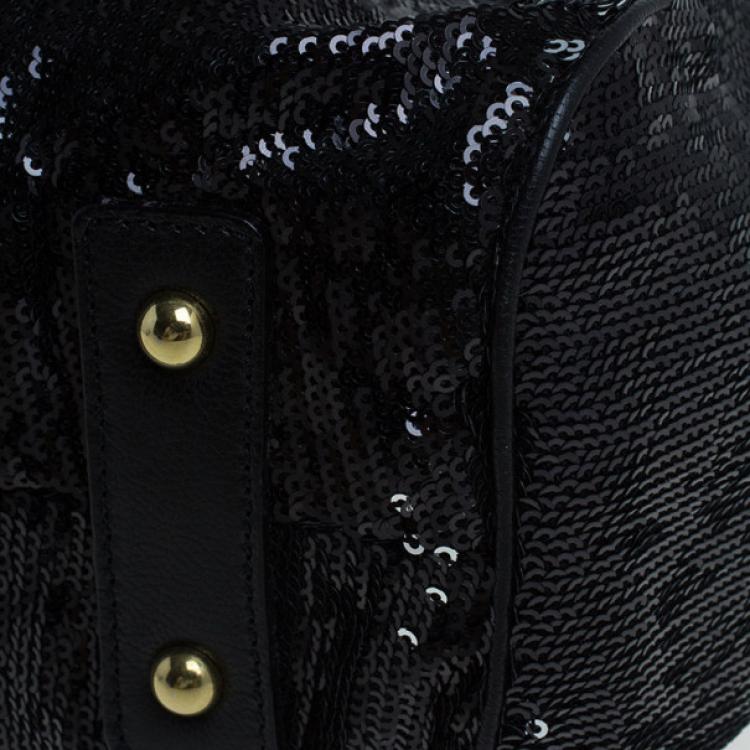 Pre Owned Marc Jacobs Black Sequin Stam Bag