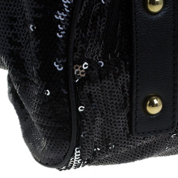 Pre Owned Marc Jacobs Black Sequin Stam Bag