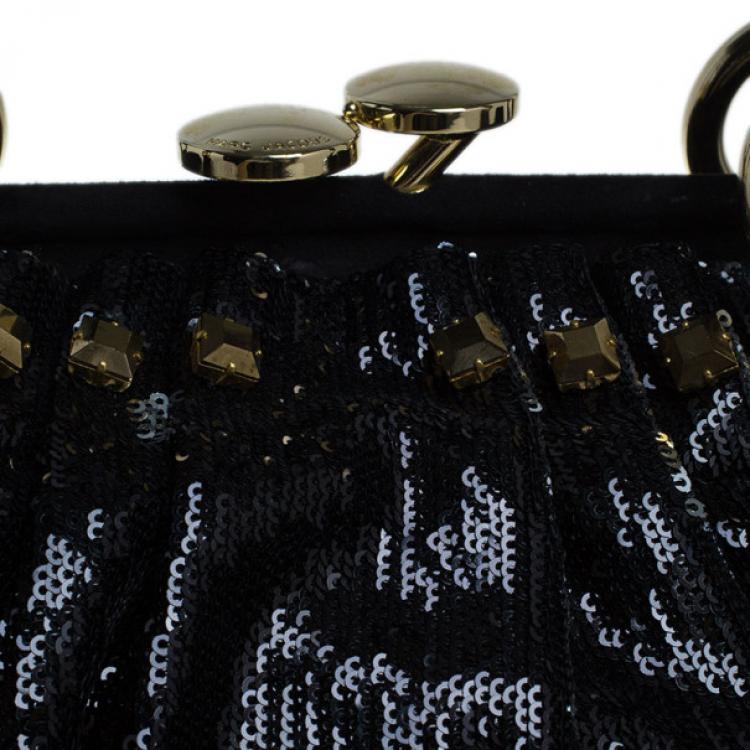 Pre Owned Marc Jacobs Black Sequin Stam Bag
