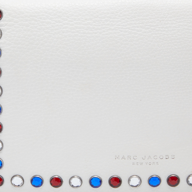 Pre Owned Marc Jacobs White Leather Studded Flap Crossbody Bag