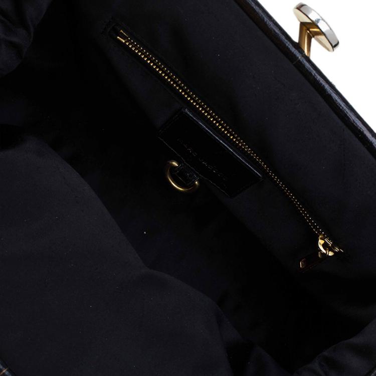 Pre Owned Marc Jacobs Dark Blue Quilted Coated Canvas Stam Satchel