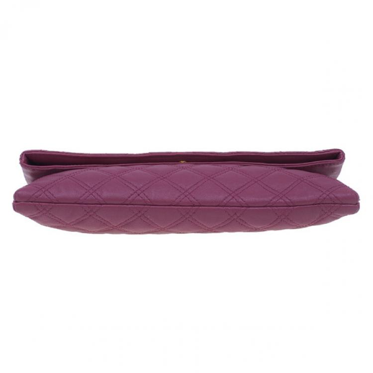 Pre Owned Marc Jacobs Pink Quilted Leather Large Convertible Eugenie Clutch