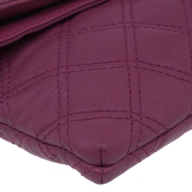 Pre Owned Marc Jacobs Pink Quilted Leather Large Convertible Eugenie Clutch