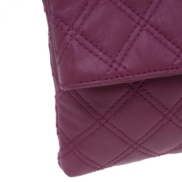 Pre Owned Marc Jacobs Pink Quilted Leather Large Convertible Eugenie Clutch
