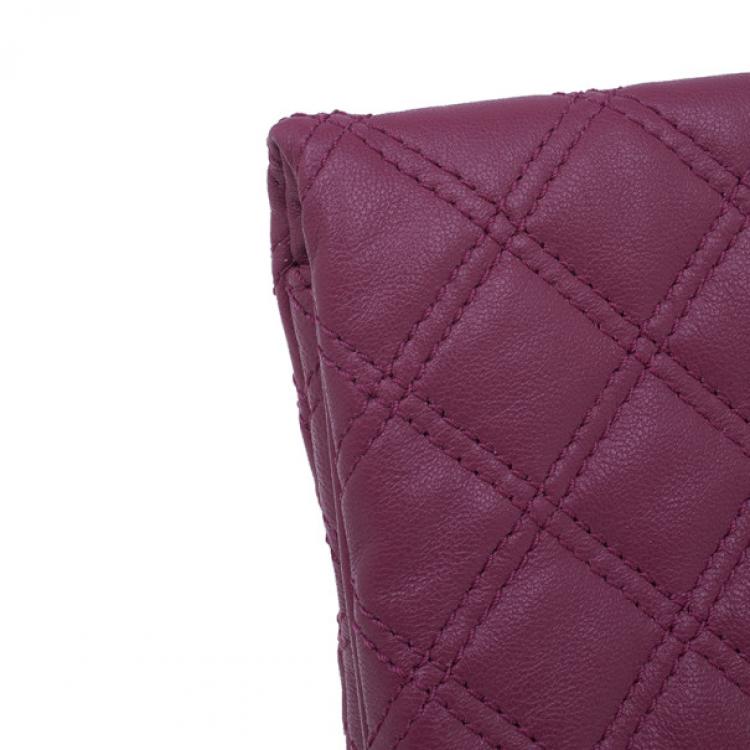 Pre Owned Marc Jacobs Pink Quilted Leather Large Convertible Eugenie Clutch