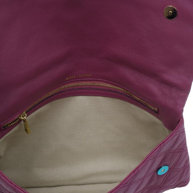 Pre Owned Marc Jacobs Pink Quilted Leather Large Convertible Eugenie Clutch