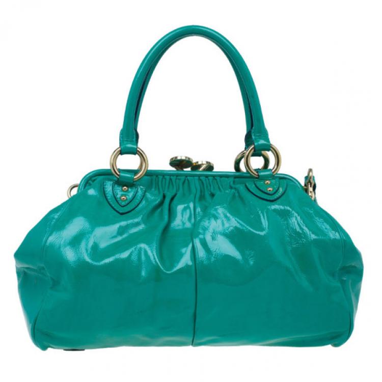 Pre Owned Marc Jacobs Turquoise Patent Stam