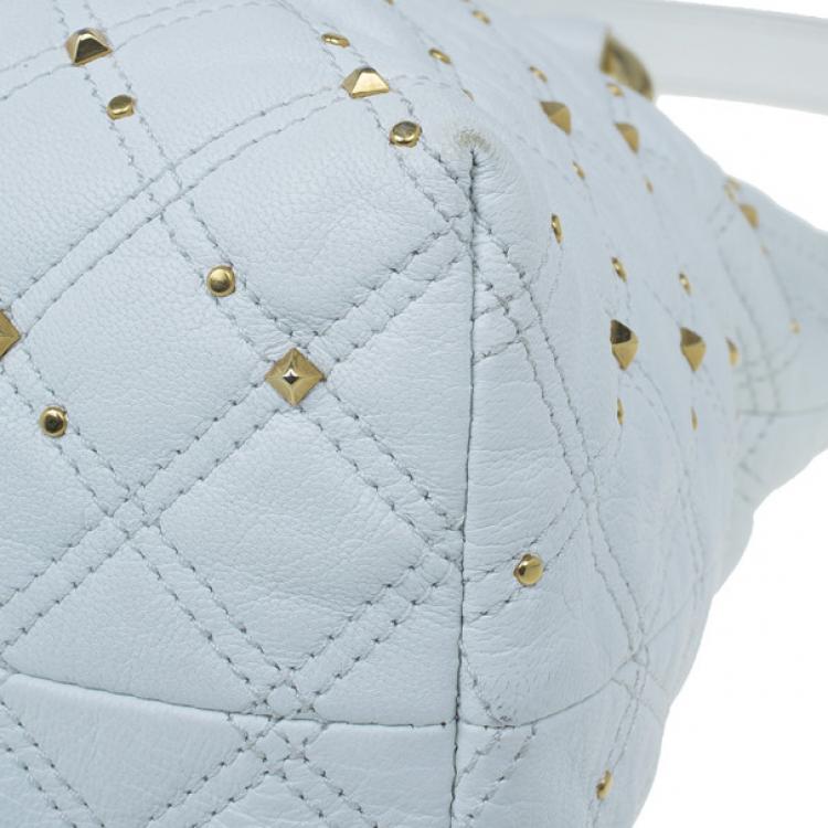 Pre Owned Marc Jacobs White Leather Large Rio Stardust Studded Satchel