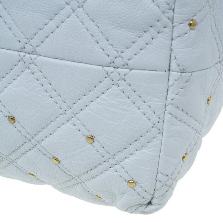 Pre Owned Marc Jacobs White Leather Large Rio Stardust Studded Satchel