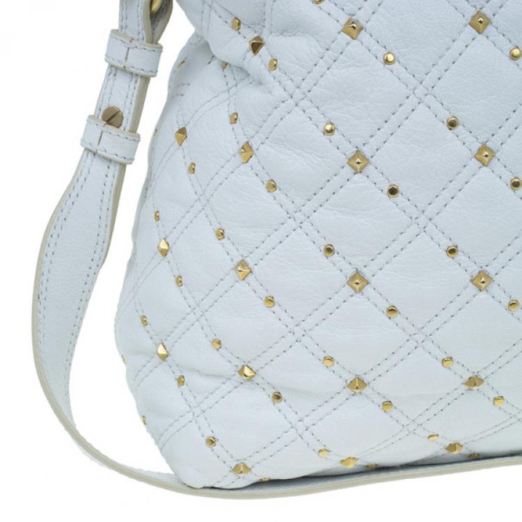 Pre Owned Marc Jacobs White Leather Large Rio Stardust Studded Satchel