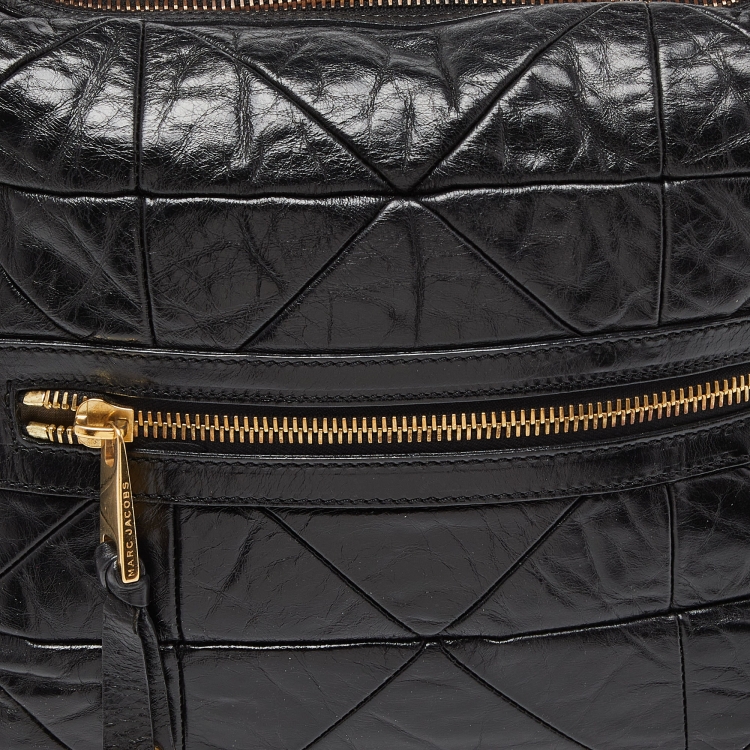 Pre Owned Marc Jacobs Black Quilted Glossy Leather Multipocket Hobo