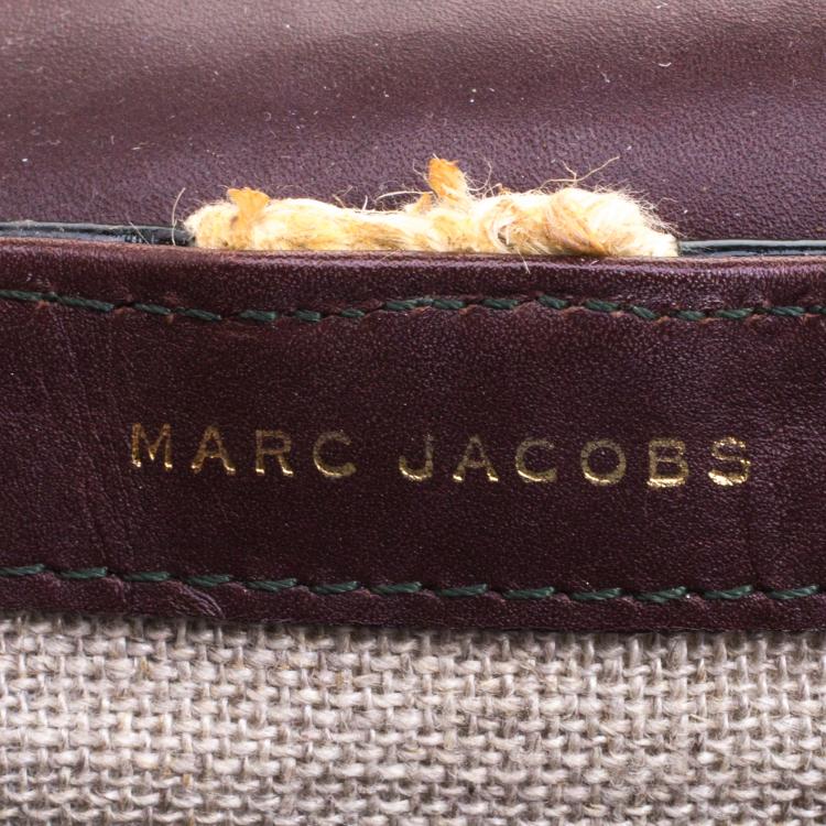 Pre Owned Marc Jacobs Dark Green Patent Leather Embellished Crossbody Bag