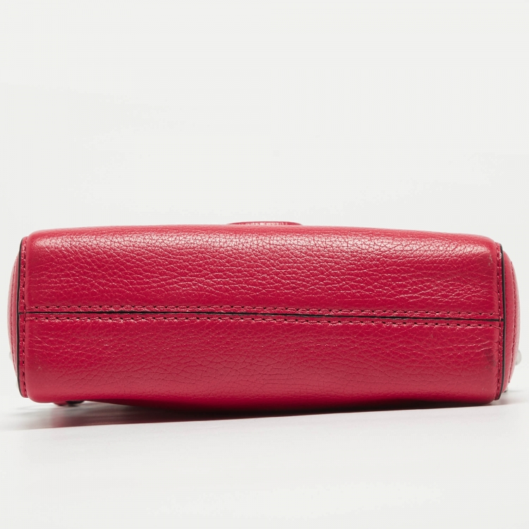 Pre Owned Marc Jacobs Coral Pink Leather Small Shutter Camera Crossbody Bag