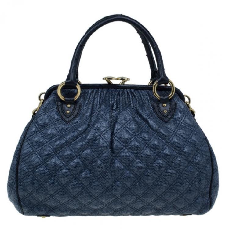 Pre Owned Marc Jacobs Blue Python Embossed Stam Satchel