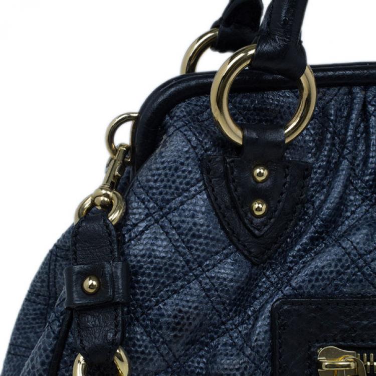 Pre Owned Marc Jacobs Blue Python Embossed Stam Satchel