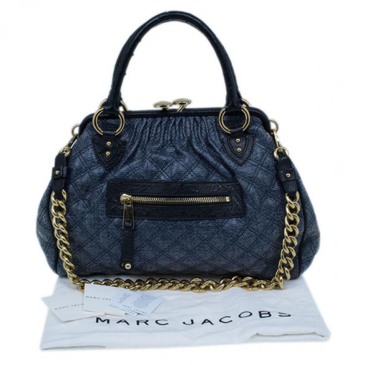 Pre Owned Marc Jacobs Blue Python Embossed Stam Satchel