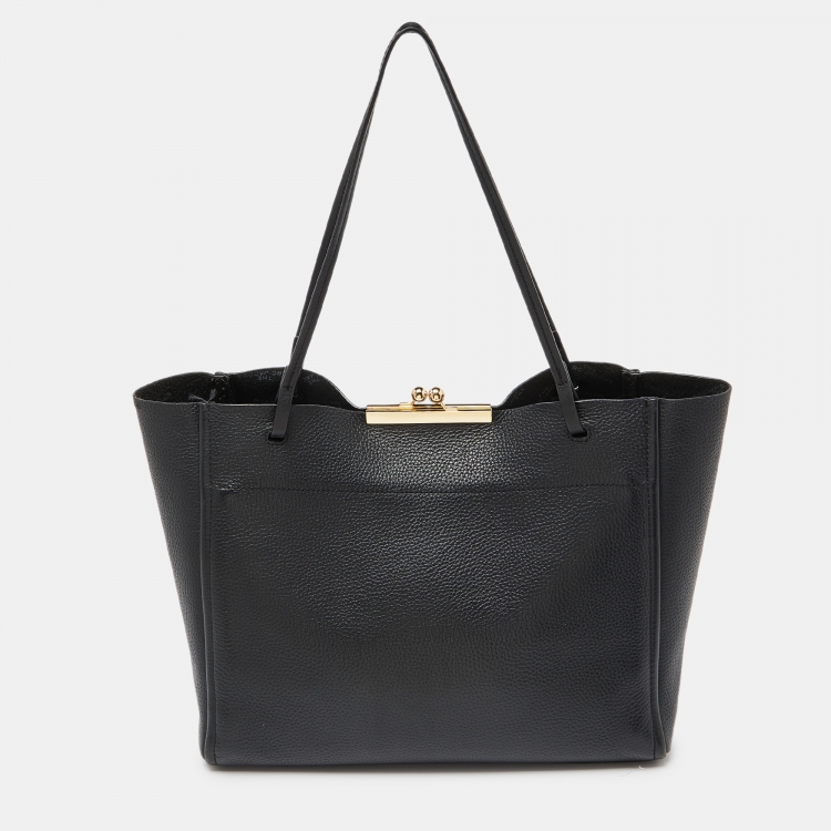 Pre Owned Marc Jacobs Black Leather The Kiss Shopper Tote