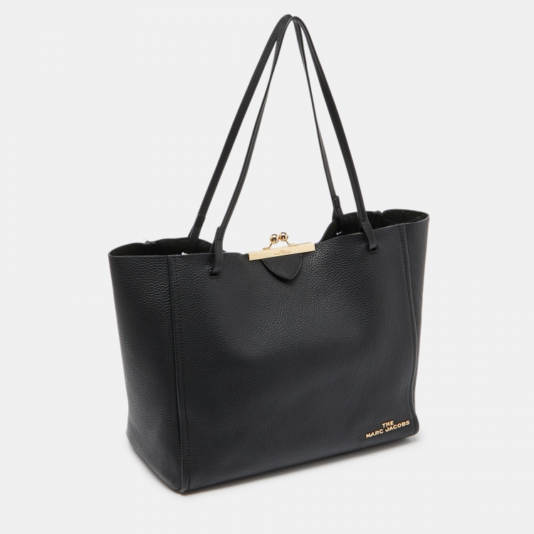 Pre Owned Marc Jacobs Black Leather The Kiss Shopper Tote