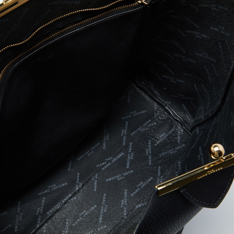Pre Owned Marc Jacobs Black Leather The Kiss Shopper Tote