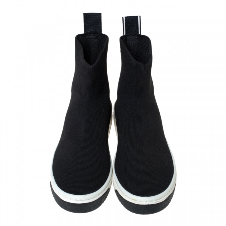 Pre Owned Marc Jacobs Black Knit Fabric Dart High Top Slip On Sneakers Size 40