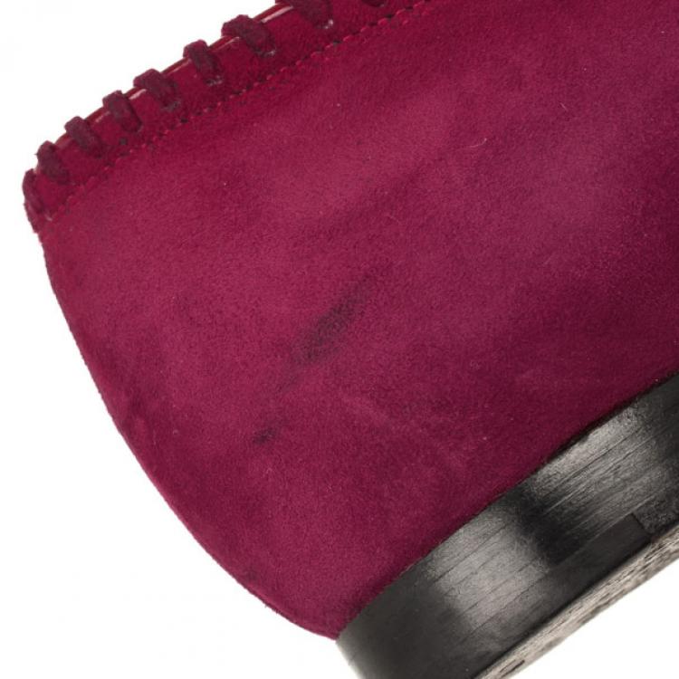 Pre Owned Marc Jacobs Pink Suede Safety Pin Ballet Flats Size 38.5