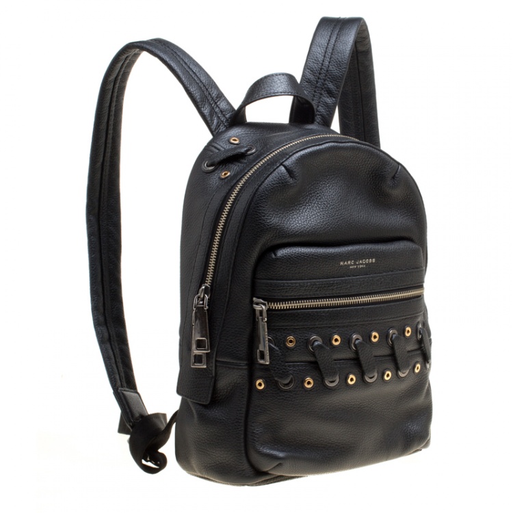 Pre Owned Marc Jacobs Black Leather Grommet Biker Backpack