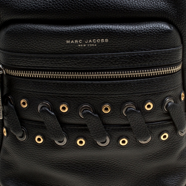 Pre Owned Marc Jacobs Black Leather Grommet Biker Backpack