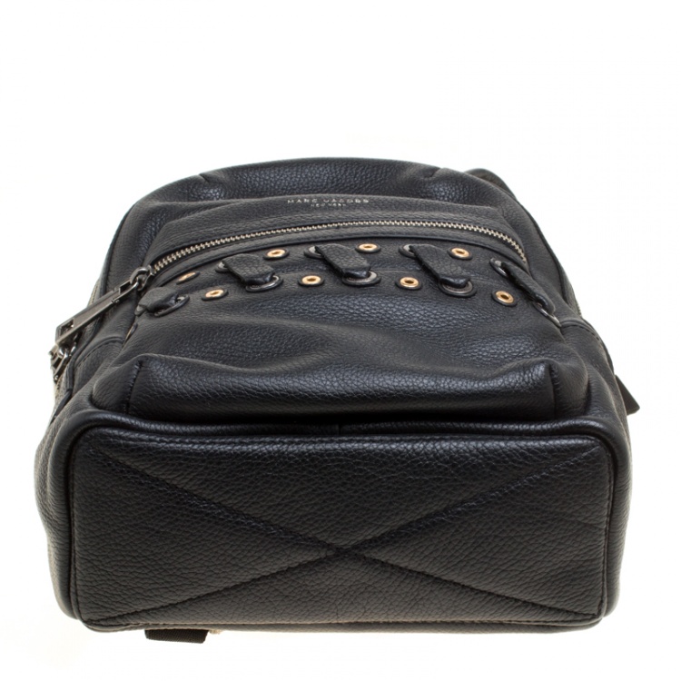Pre Owned Marc Jacobs Black Leather Grommet Biker Backpack