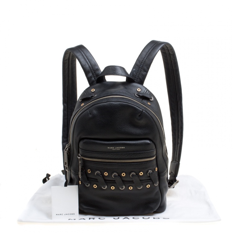 Pre Owned Marc Jacobs Black Leather Grommet Biker Backpack