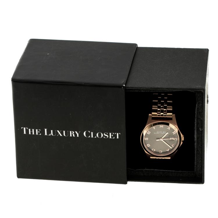 Pre Owned Marc by Marc Jacobs The Slim Brown Dial Rose Gold Tone MBM3350 Women's Wristwatch 36 mm
