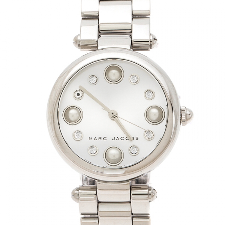 Pre Owned Marc Jacobs Silver Stainless Steel Dotty MJ3475 Women's Wristwatch 34 mm