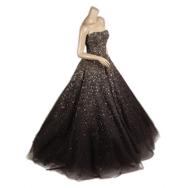 Pre Owned Marchesa Strapless Embellished Ball Gown S