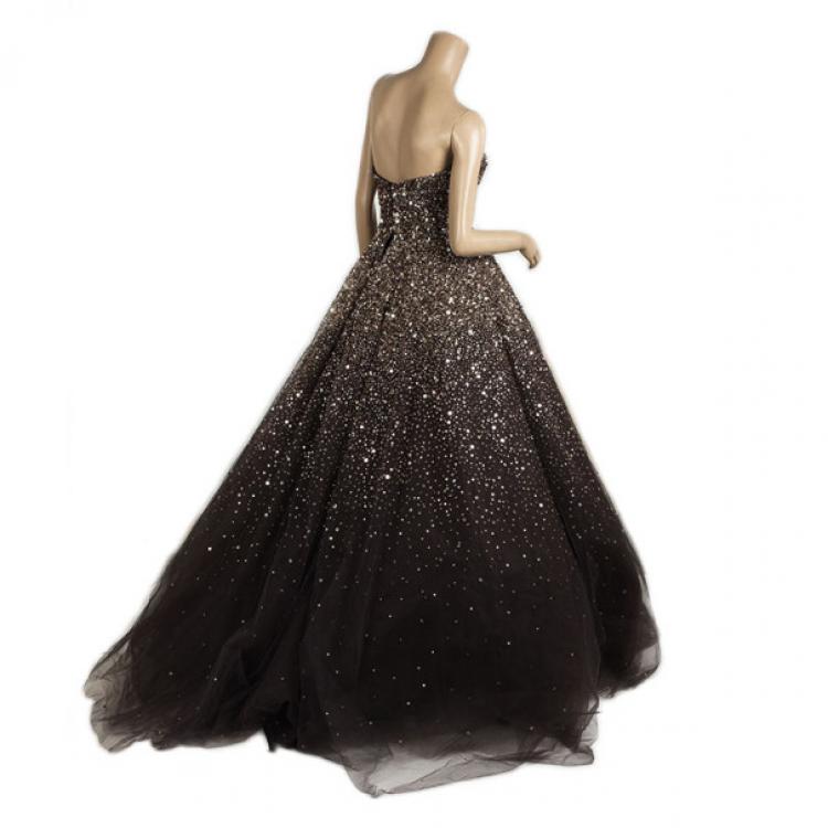 Pre Owned Marchesa Strapless Embellished Ball Gown S