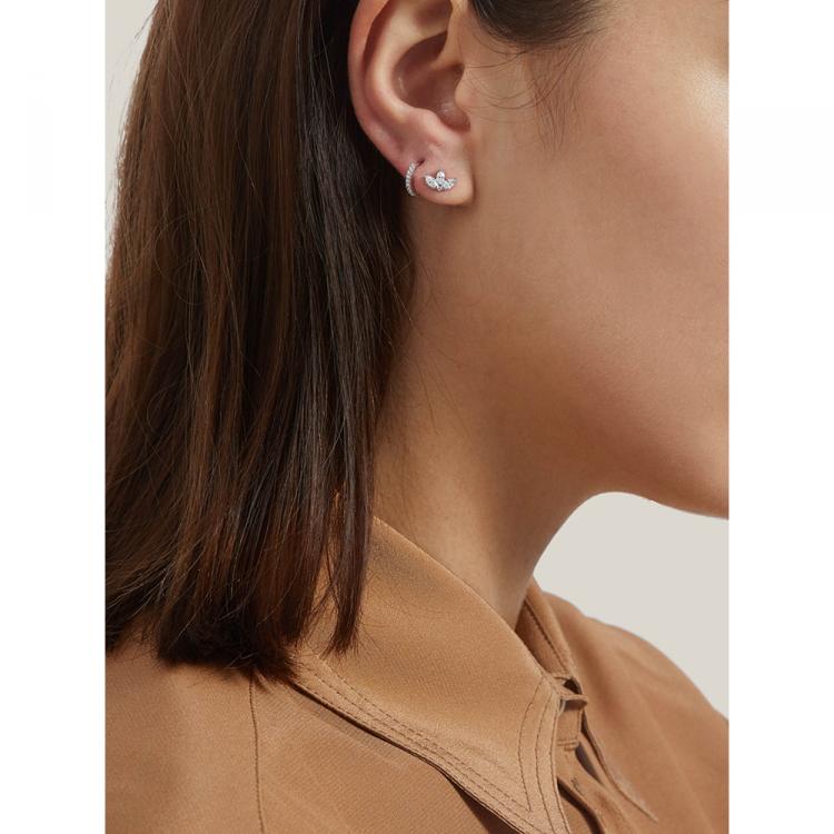 Pre Owned Maria Tash Gold Eternity Diamond and White-Gold Single Hoop Earring