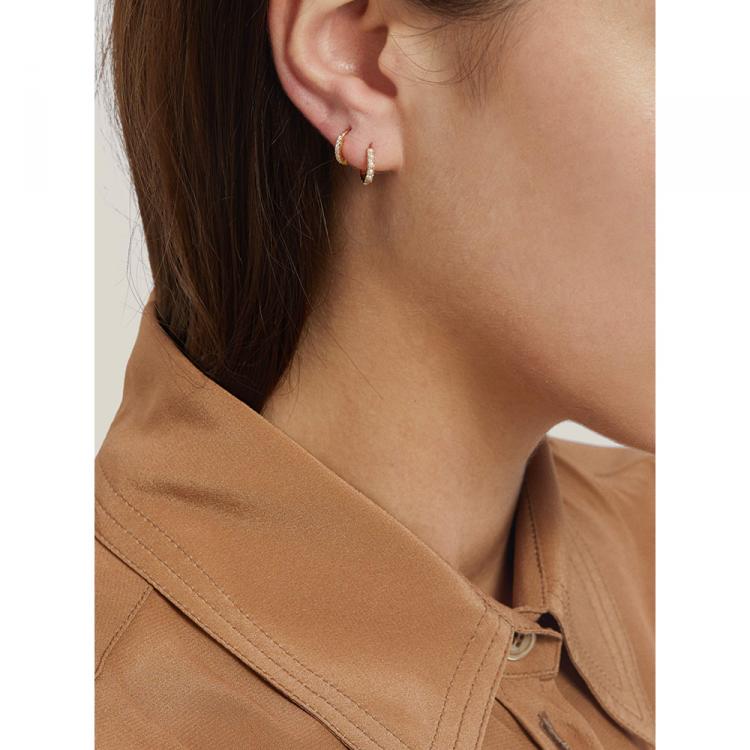 Pre Owned Maria Tash Gold Eternity Diamond and Yellow-Gold Single Hoop Earring