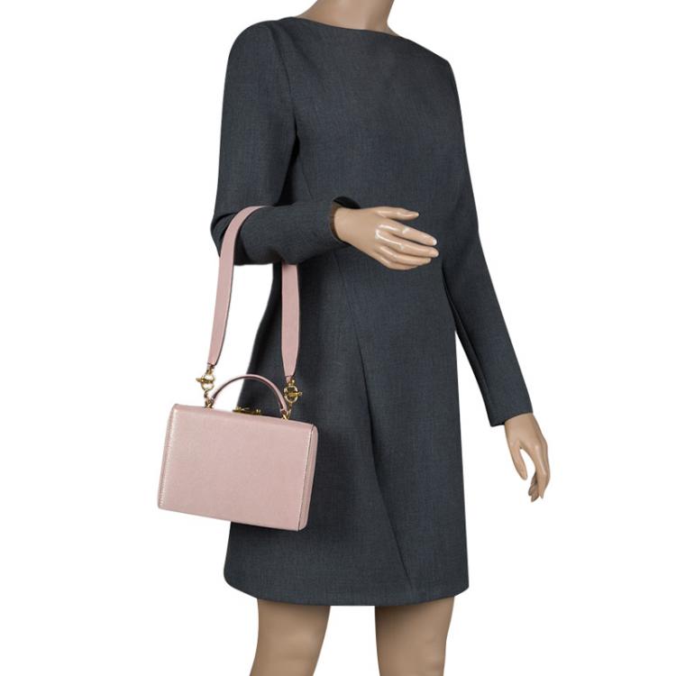 Pre Owned Mark Cross Pink Shimmering Leather Small Grace Box Bag