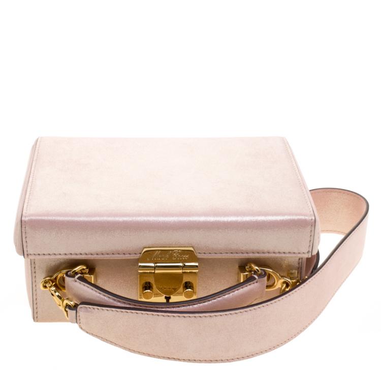 Pre Owned Mark Cross Pink Shimmering Leather Small Grace Box Bag
