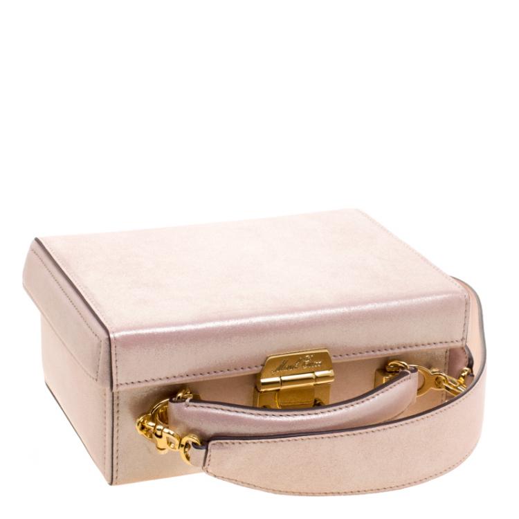 Pre Owned Mark Cross Pink Shimmering Leather Small Grace Box Bag