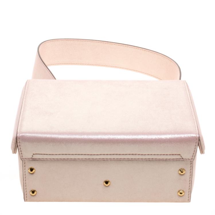 Pre Owned Mark Cross Pink Shimmering Leather Small Grace Box Bag