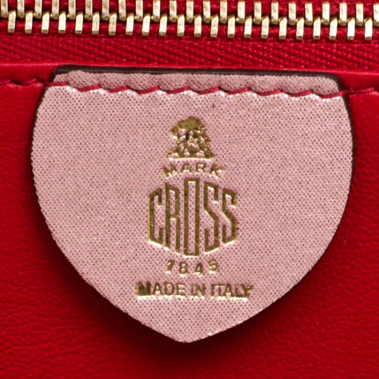 Pre Owned Mark Cross Pink Shimmering Leather Small Grace Box Bag