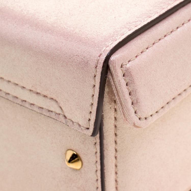 Pre Owned Mark Cross Pink Shimmering Leather Small Grace Box Bag