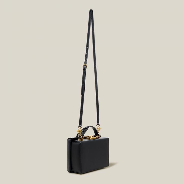 Pre Owned MARK CROSS Black Grace Small Leather Box Bag