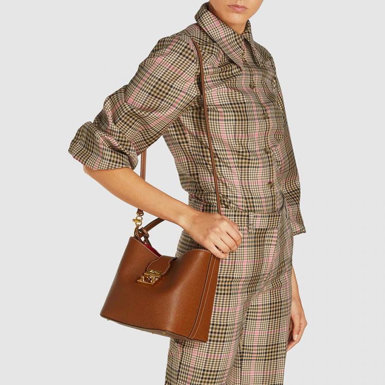 Pre Owned MARK CROSS Brown Murphy Leather Bucket Bag