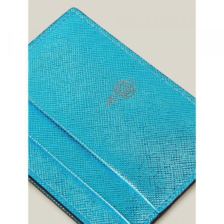 مملوكة مسبقًا MARK CROSS Blue Saffiano Leather Card Holder One Size