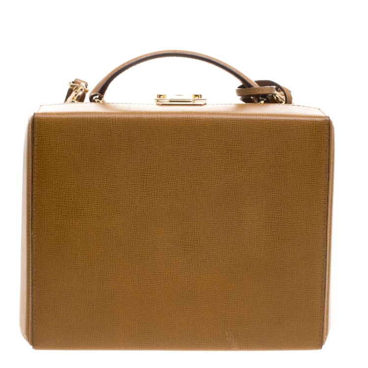 Pre Owned Mark Cross Tan Leather Large Grace Box Bag