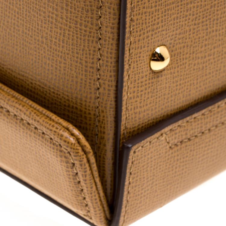 Pre Owned Mark Cross Tan Leather Large Grace Box Bag