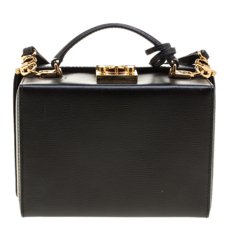 Pre Owned Mark Cross Black Leather Medium Grace Box Bag