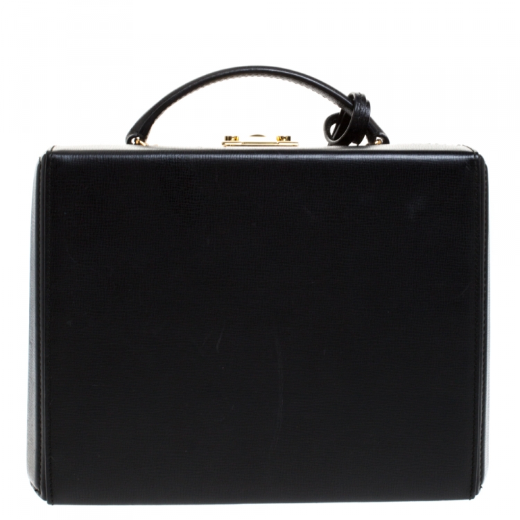 Pre Owned Mark Cross Black Leather Grace Box Bag